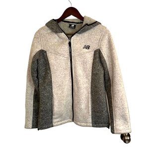 New balance, two tone gray faux fur lined front zip hooded jacket women S